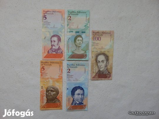 Venezuela 5 darab bolivar bankjegy LOT ! 02