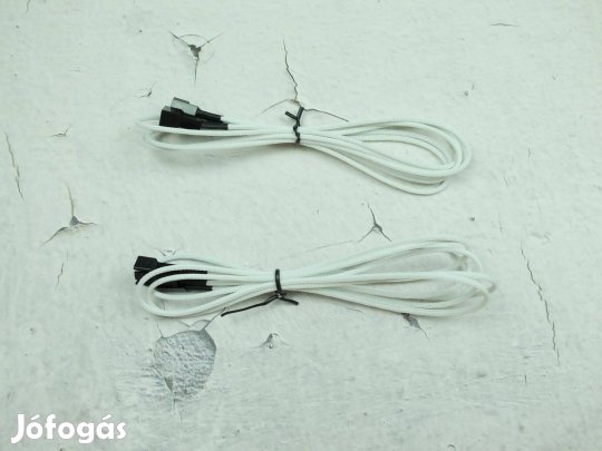 Ventilátor táp hosszabbító 3pin 60cm fehér hálós Új