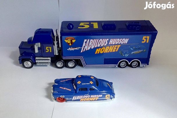 Verdák Mack + Doki - Cars Mcqueen Hudson Hornet kamion és kisautó