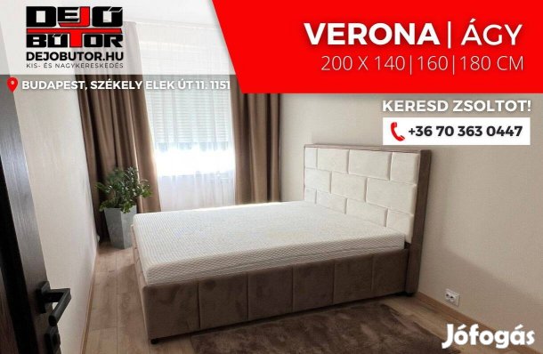 Verona franciaágy 140x200 cm ágybetét + ágyneműtartó komplett bézs