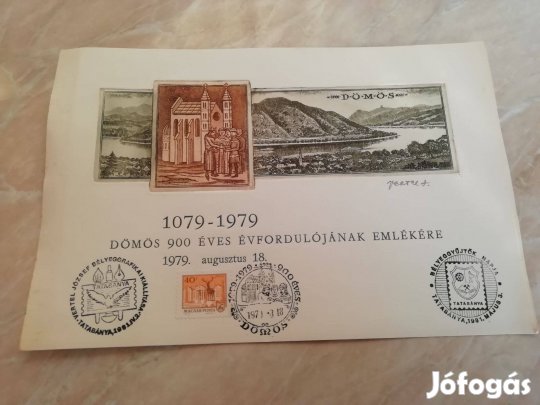 Vertel József által dedikált "Dömös" 1079-1979 rézkarc ritka db