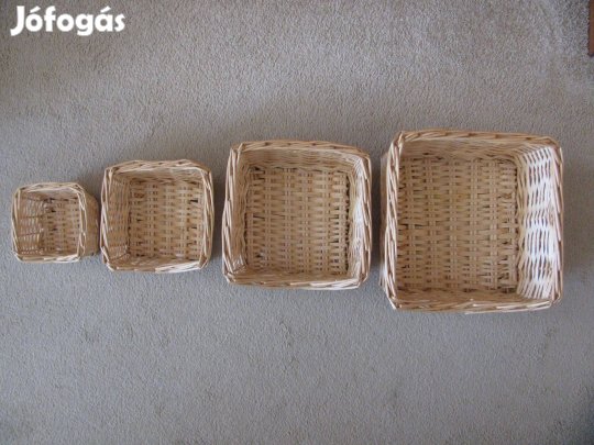 Vesszőkosár készlet négyzetalakú, 4 db