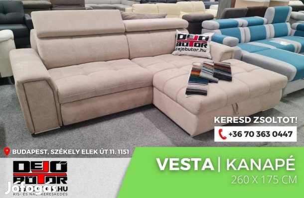 Vesta natúr szivacs + rugó kanapé ülőgarnitúra 265x175 cm ágyazható