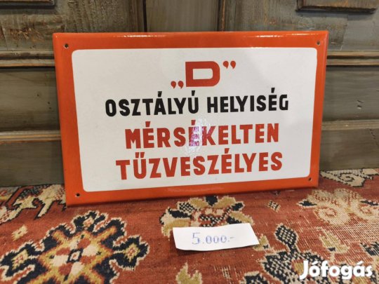 Veszélyt jelző tábla, D osztályú tűzveszélyt jelző zománctábla