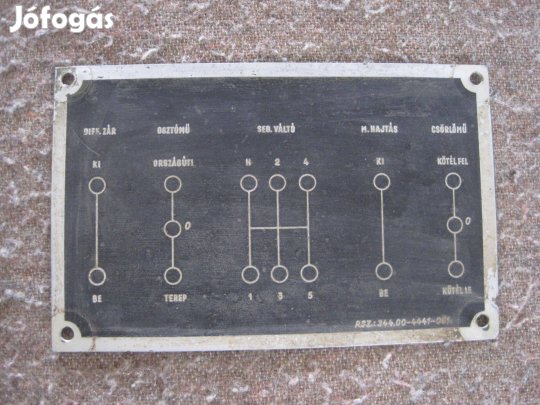 Veterán Csepel 344 katonai teherautó eredeti kezelési tábla