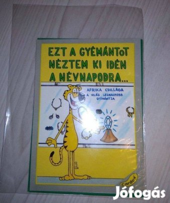 Vicces névnapi képeslap borítékkal, Cardex széthajtható üdvözlőlap, új