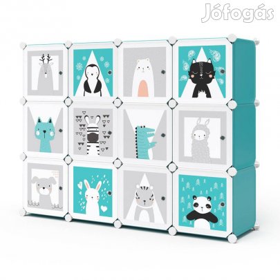 Vicco Andy moduláris gyerekszoba játék, ruhatároló, 12 rekesszel, kék