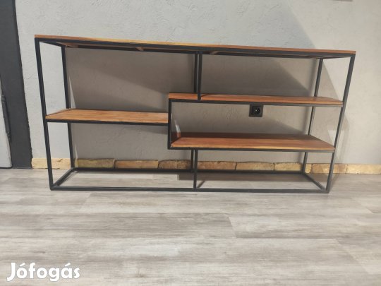 Vidaxl akácfa fém tv állvány könyves polc tálaló indusztriál