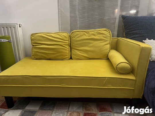 Vidaxl bársony sárga heverő / dívány párnákkal