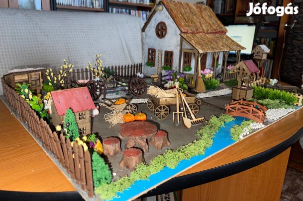 Vidéki ház, udvarral dioráma