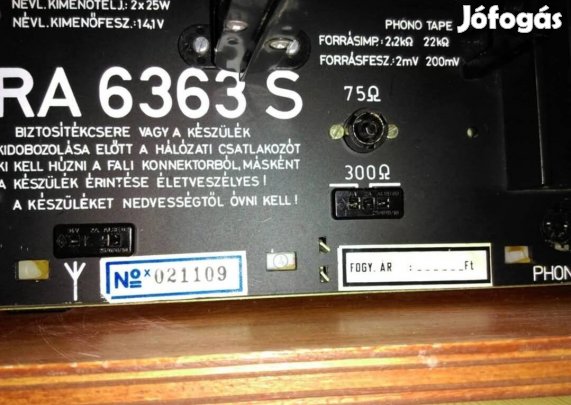 Videoton 6363S rádiós erősítő w