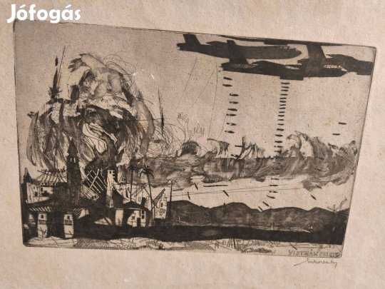 Vietnám bombázása , rézkarc