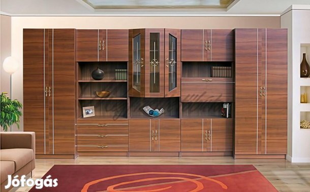 Viktória 5 elemes nappali szekrénysor (400 cm) Dió/Arany Újszerű!