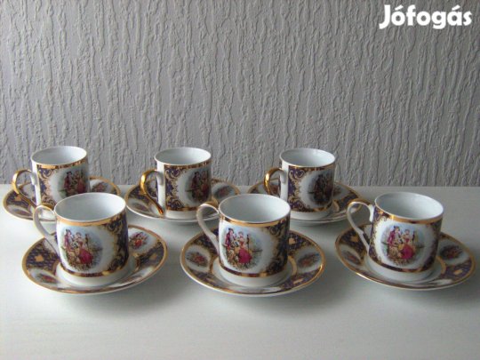 Viktoriánus pár Tiger Yedi Inc Fine porcelain Japan style kávéskészlet