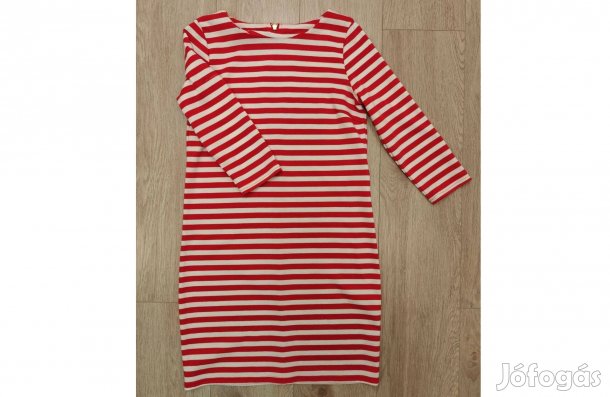 Vila Clothes - piros-fehér csíkos egyenes vonalú ruha (S)