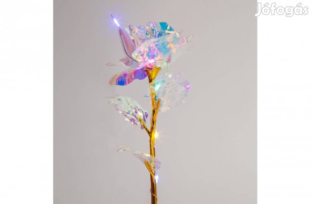 Világító színes LED-es Arany és fehér rózsa művirág dekoráció