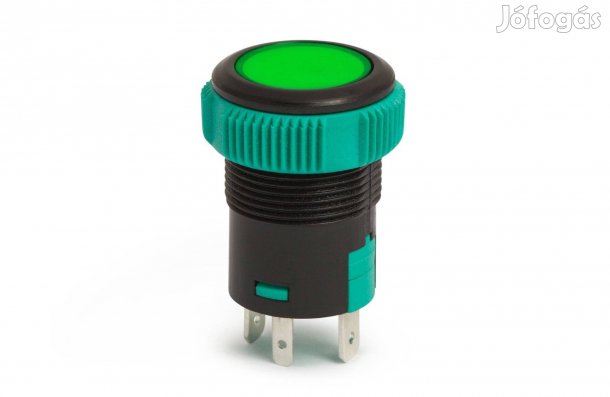 Világítós zöld LED Spst DC 12V 20A IP67 - nyomógomb OFF - (ON)