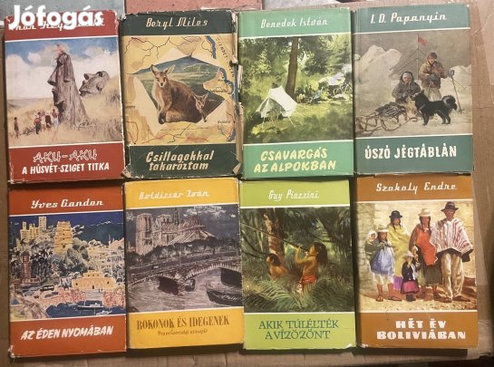 Világjárók, útikalandok kötetek 45 db, 5000 Ft egyben