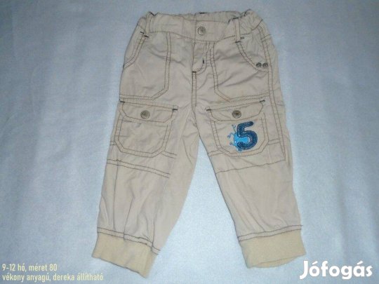 Világos vékony anyagú nadrág 9-12 hó (méret 80) dereka állítható