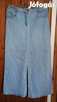 Világoskék, Sursive elasztikus női farmer maxiszoknya