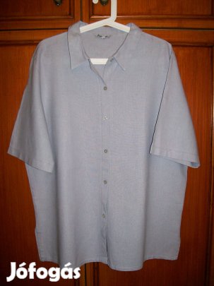 Világoskék, világos farmerkék női rövid ujjú lenes ing XL