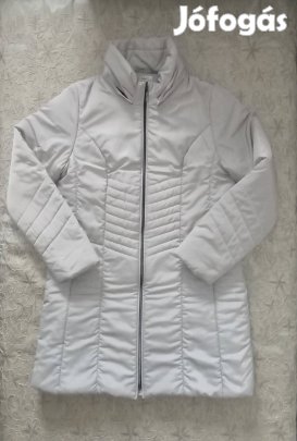 Világosszürke téli kabát szőrmés kapucnival - XL-XXL