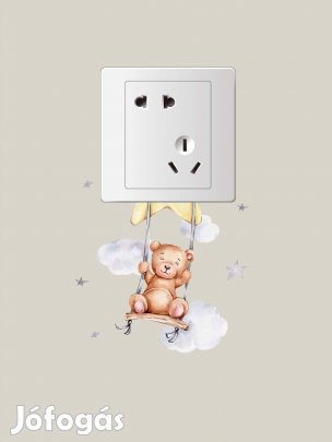 Villanykapcsoló matrica - Sárga csillagon hintázó maci