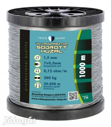 Villanypásztor huzal 1000m 200kg 0,12 /m