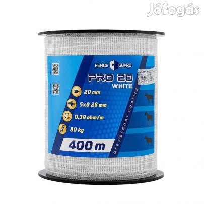 Villanypásztor szalag 400m 80Kg 0,39 /m 20mm Fence Guard Pro 20