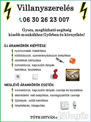 Villanyszerelés Győr és környéke