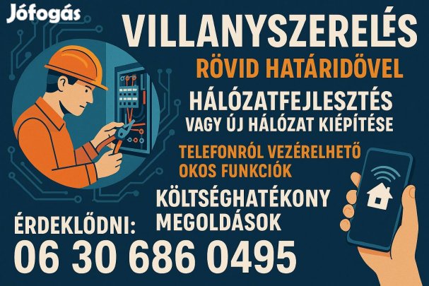 Villanyszerelés rövid határidővel, kedvező áron 