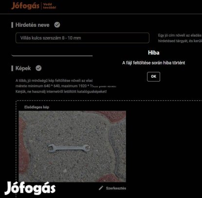 Villás kulcs szerszám 8 - 10 mm