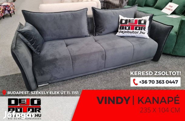 Vindy íves kanapé ülőgarnitúra bútor 235x104 cm ágyazható grey