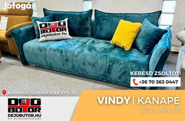 Vindy íves kanapé ülőgarnitúra bútor 235x104 cm ágyazható kék