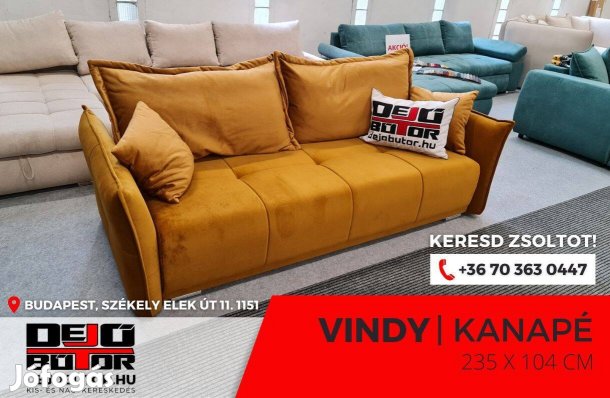 Vindy íves kanapé ülőgarnitúra bútor 235x104 cm bronz ágyazható