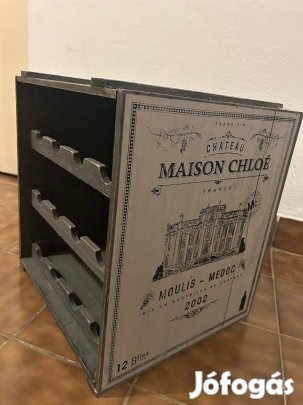 Vinothek boros polc, szürkésbarna