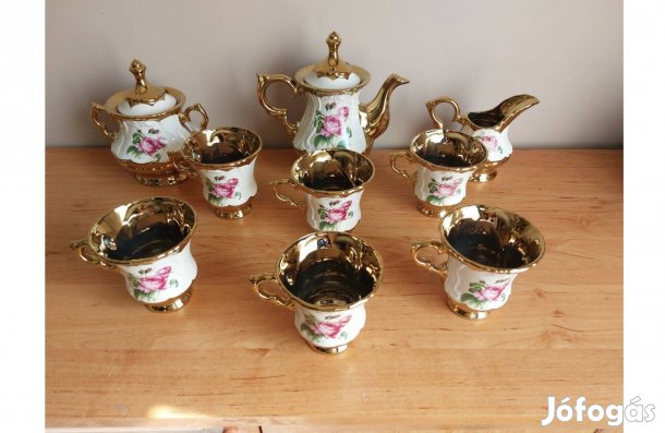Vintage-Bavaria aranyozott teáskészlet, megkímélt állapotban