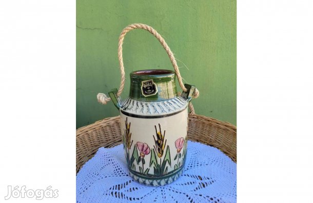 Vintage Hükli-Keramik Klinker váza vadvirágdíszítéssel