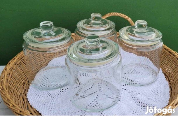 Vintage IKEA fedeles üveg tároló 4 db