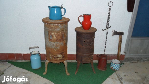 Vintage Jancsi kályha,vizes piros petty. zománcozott konyhai kanna 11L