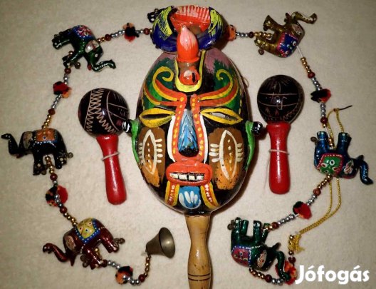 Vintage Marakas venezuelai törzsi hangszer csörgő indiai szerencsehozó