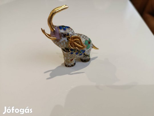 Vintage Rekeszzománc (Cloisonné) Szerencsehozó Elefánt Figura