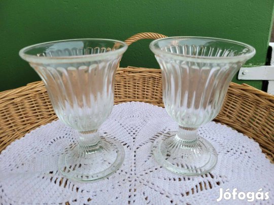 Vintage Ripple bordázott üveg kehely 2 db