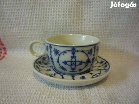Vintage Schönwald kék mintás porcelán csésze kistányérral