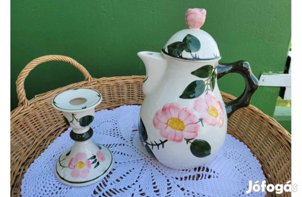 Vintage Villeroy & Boch Wildrose fajansz kanna