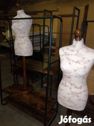 Vintage Virágmintás Szabóbabák Faállvánnyal Újszerű Állapotban