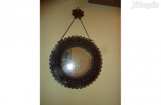 Vintage "Bőr-tükrös" iparmüvész munkája