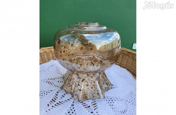 Vintage, aranypelyhes, kézműves üveg lámpa búra