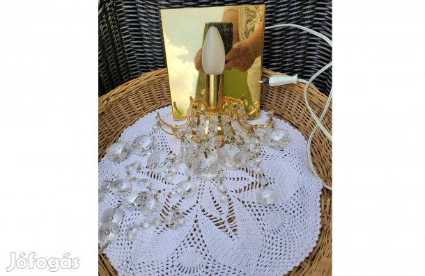 Vintage, fém, kristályüveg falilámpa