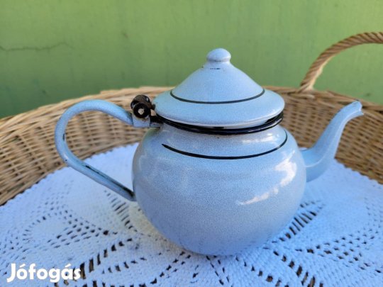 Vintage, jelzett, zománcos gömbkanna